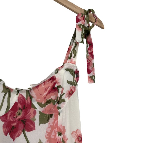Reformation Nikita Floral Dress in Ivory Floral Babydoll Tie Shoulder Midi 0 - Picture 7 of 10